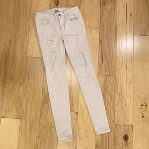 American Eagle blush pink ripped jegging 0